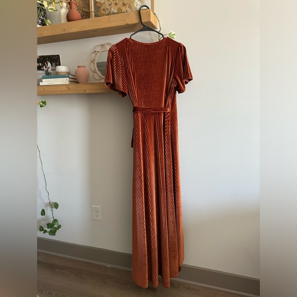 Baltic Born Andi Rust Ribbed Velvet Wrap Dress - Picture 6 of 6